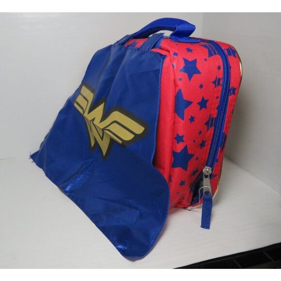 Wonder Woman Lunch Box Bag w/ Cape Detachable Insulated Purse Back to School - Picture 2 of 13